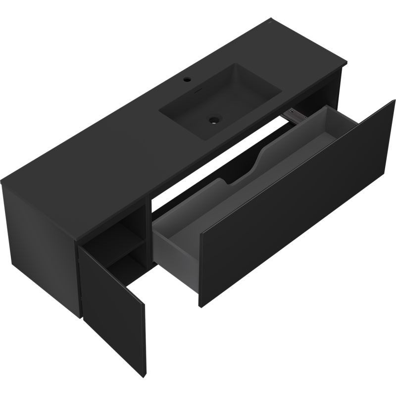 Mexen Orio vonios spintelė 160 cm su dešiniąja Otis kriaukle, 1S, 1D, juoda matinė - 91A13-16047-3-BBFF71-W18P71