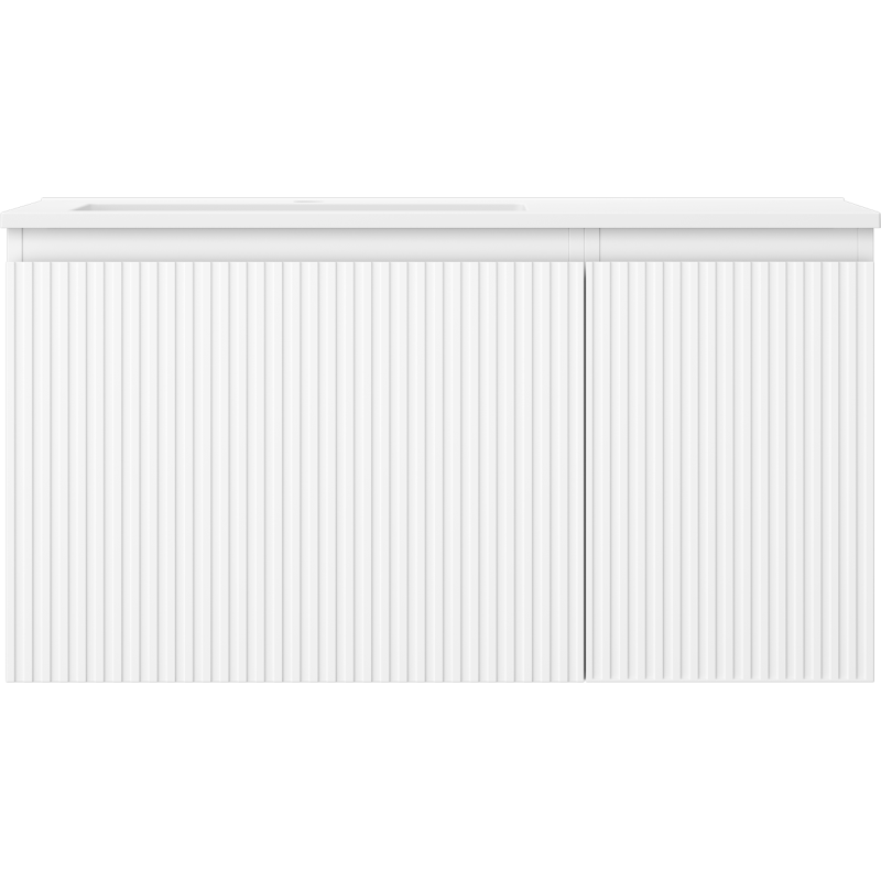 Mexen Rivel vonios spintelė 90 cm su Otis kairine kriaukle, 1S, 1D, grioveliais, balta matinė - 91A23-09047-3-BBFF01-W18L01