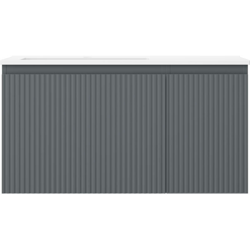 Mexen Rivel vonios spintelė 90 cm su kairiuoju Otis praustuvu, 1S, 1D, rifliuota, grafitas matinis/balta matinė