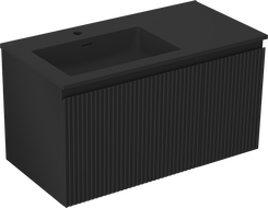 Mexen Rivel vonios spintelė 90 cm su Otis kairiuoju kriaukle, 1S, 1D, rifliuota, juoda matinė - 91A23-09047-3-BBFF71-W18L71