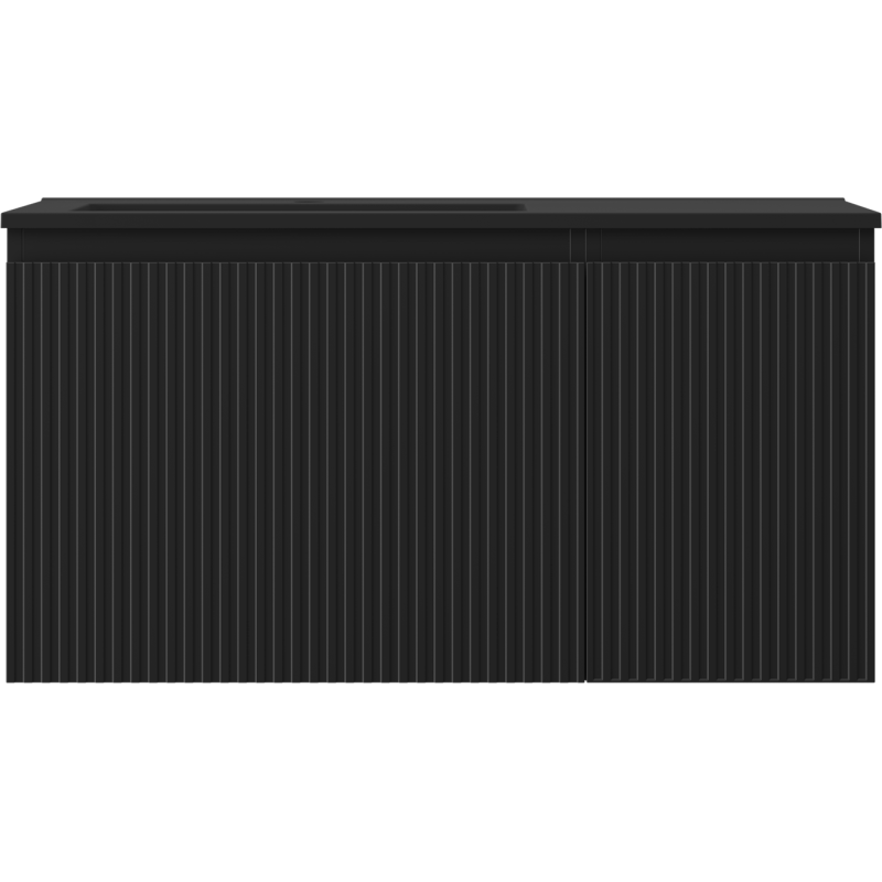 Mexen Rivel vonios spintelė 90 cm su Otis kairiuoju kriaukle, 1S, 1D, rifliuota, juoda matinė - 91A23-09047-3-BBFF71-W18L71