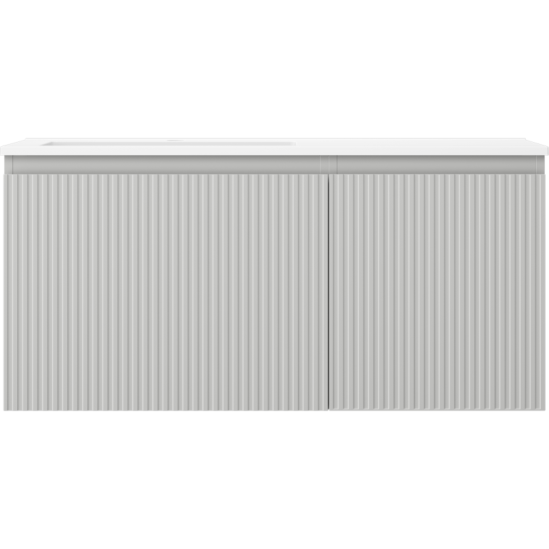 Mexen Rivel vonios kambario spintelė 100 cm su kriaukle Otis kairėje, 1S, 1D, rifliuota, pilkai matinė/baltai matinė