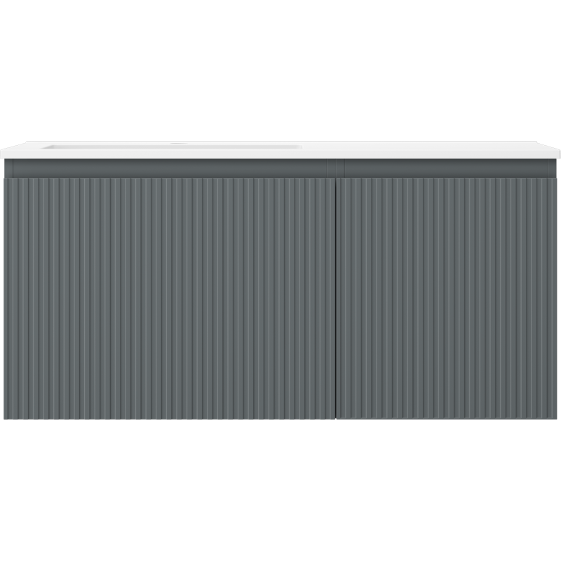 Mexen Rivel vonios kambario spintelė 100 cm su kairine Otis kriaukle, 1S, 1D, rifliuota, matinė grafito/balta