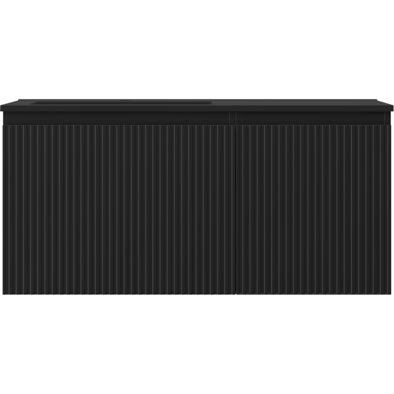 Mexen Rivel vonios spintelė 100 cm su praustuvu Otis kairėje, 1S, 1D, rifliuota, juoda matinė - 91A23-10047-3-BBFF71-W18L71