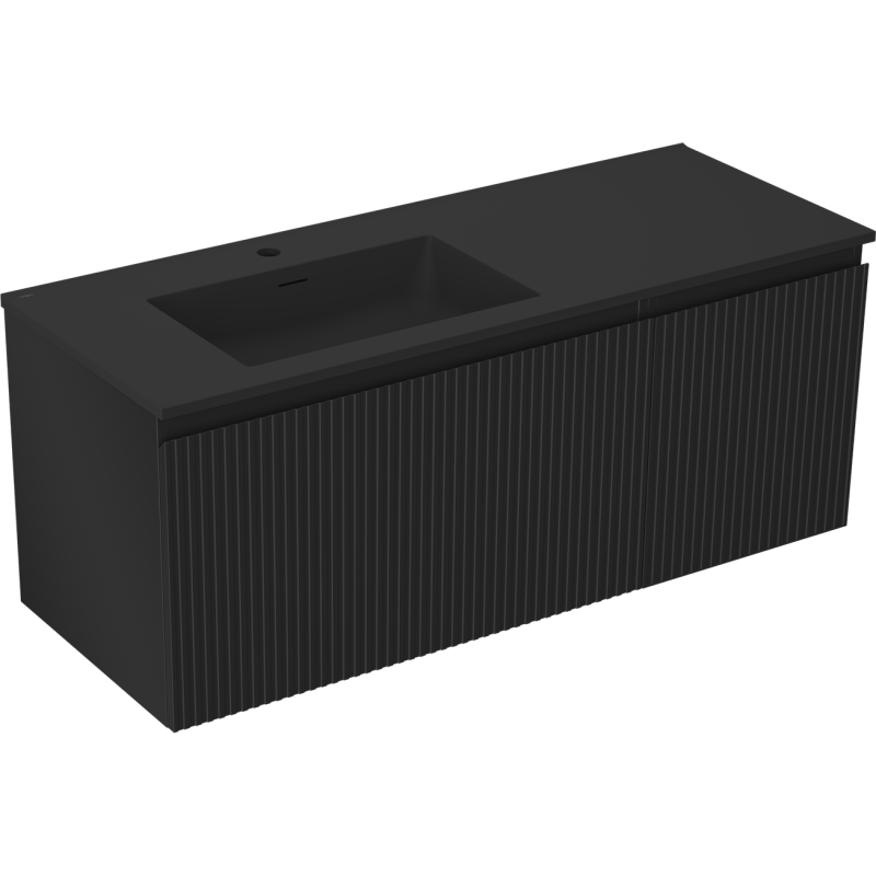 Mexen Rivel vonios spintelė 120 cm su Otis kairiuoju praustuvu, 1S, 1D, gofruota, juoda matinė - 91A23-12047-3-BBFF71-W18L71