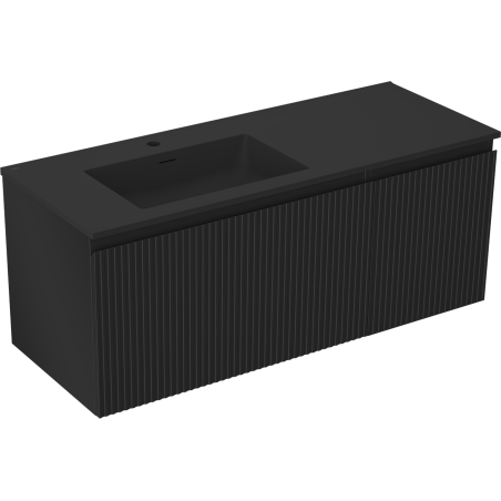 Mexen Rivel vonios spintelė 120 cm su Otis kairiuoju praustuvu, 1S, 1D, gofruota, juoda matinė - 91A23-12047-3-BBFF71-W18L71
