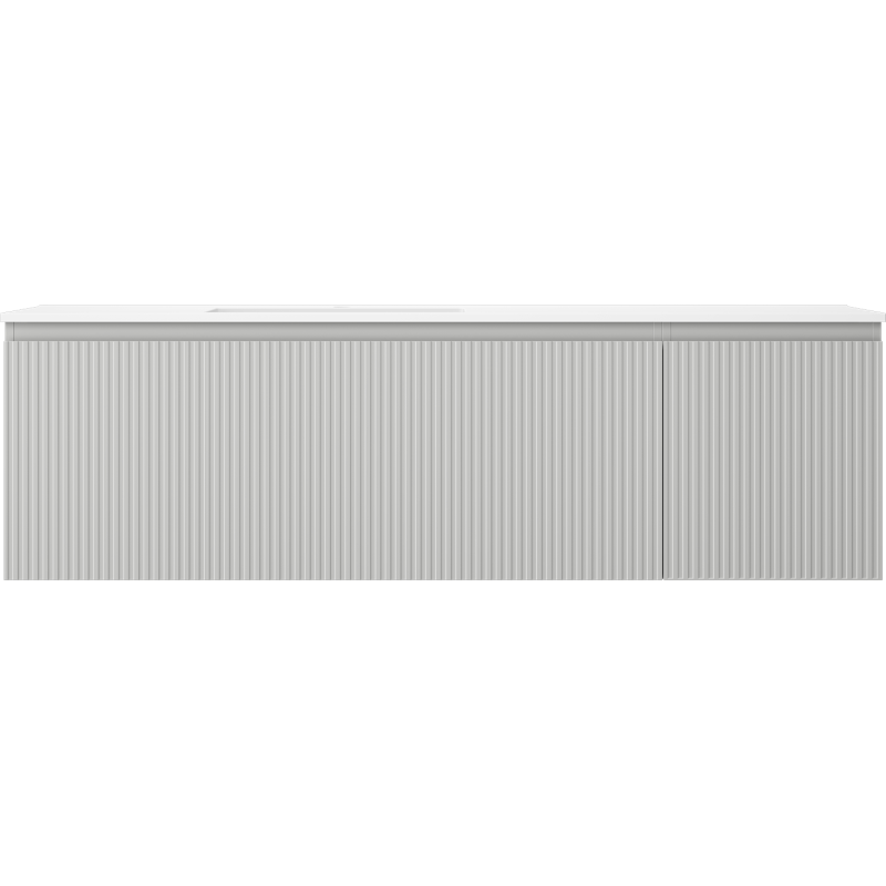 Mexen Rivel vonios spintelė 160 cm su Otis kairiąja kriaukle, 1 stalčius, 1 durys, rifliuota, pilka matinė/balta matinė
