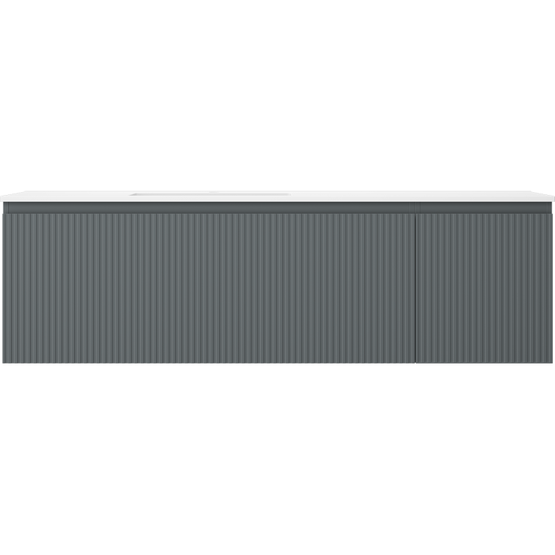 Mexen Rivel 160 cm vonios kambario spintelė su kairiąja Otis kriaukle, 1S, 1D, grioveliais, grafito matinė/balta matinė