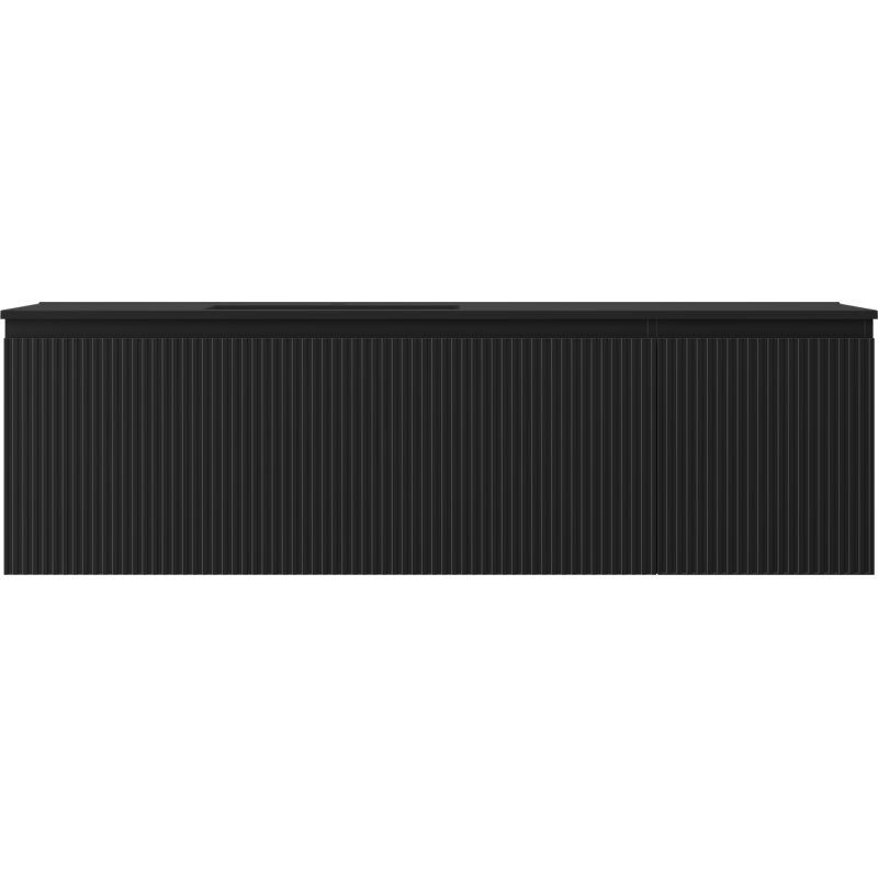 Mexen Rivel vonios spintelė 160 cm su Otis kairine praustuve, 1S, 1D, rifliuotas, juodas matinis - 91A23-16047-3-BBFF71-W18L71