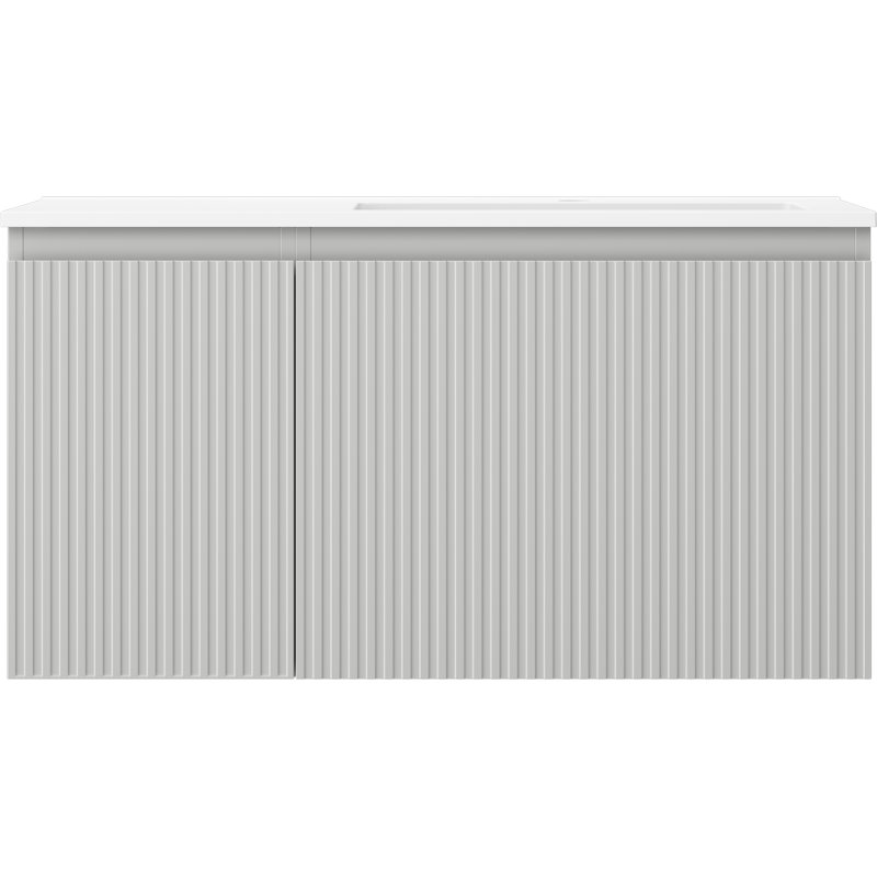 Mexen Rivel vonios kambario spintelė 90 cm su Otis praustuvu dešinėje, 1S, 1D, grioveliais, pilka matinė/balta matinė