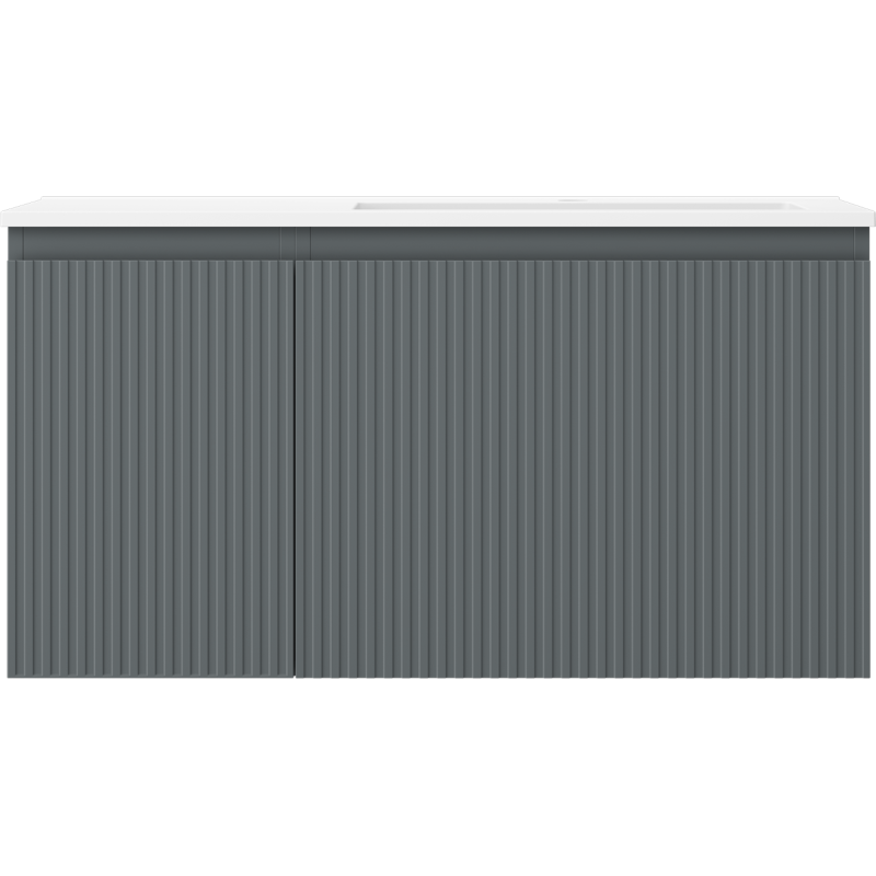 Mexen Rivel vonios spintele 90 cm su kriaukle Otis dešinėje, 1S, 1D, grioveliais, grafito matinė/balta matinė