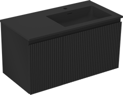 Mexen Rivel vonios spintelė 90 cm su Otis dešiniuoju praustuvu, 1S, 1D, rifliuota, juoda matinė - 91A23-09047-3-BBFF71-W18P71