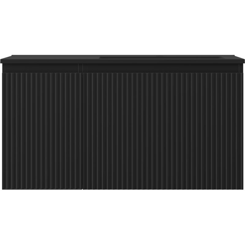 Mexen Rivel vonios spintelė 90 cm su Otis dešiniuoju praustuvu, 1S, 1D, rifliuota, juoda matinė - 91A23-09047-3-BBFF71-W18P71