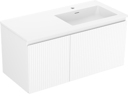 Mexen Rivel vonios spintelė 100 cm su dešiniu praustuvu Otis, 1S, 1D, grioveliuota, balta matinė - 91A23-10047-3-BBFF01-W18P01