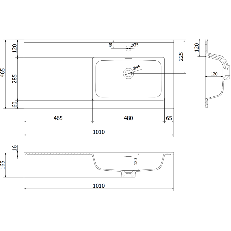 Mexen Rivel vonios spintelė 100 cm su dešiniu praustuvu Otis, 1S, 1D, grioveliuota, balta matinė - 91A23-10047-3-BBFF01-W18P01