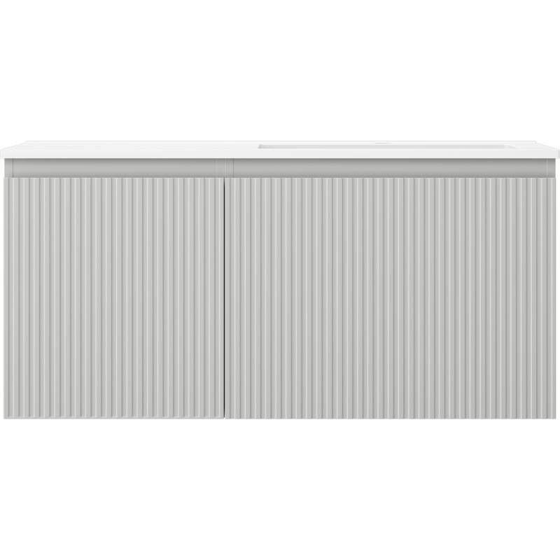 Mexen Rivel vonios kambario spintelė 100 cm su praustuvu Otis dešinėje, 1S, 1D, gofruota, pilka matinė/balta matinė