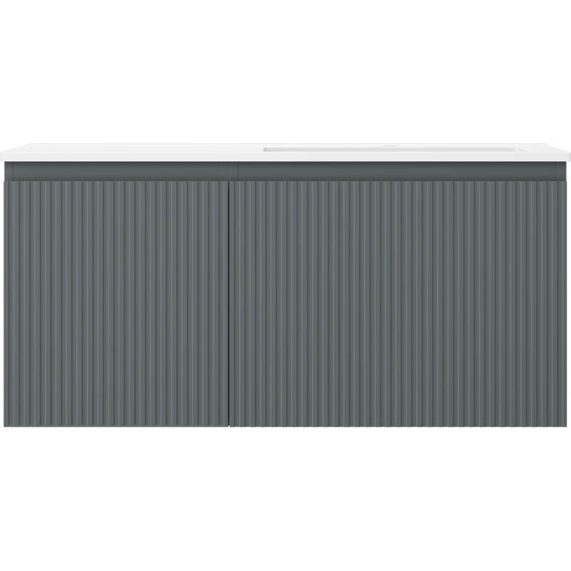 Mexen Rivel vonios spintelė 100 cm su dešiniąja Otis kriaukle, 1S, 1D, grioveliais, grafitas/balta matinė