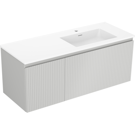 Mexen Rivel vonios kambario spintelė 120 cm su dešine Otis kriaukle, 1S, 1D, rifliuotas, pilkas matinis/baltas matinis