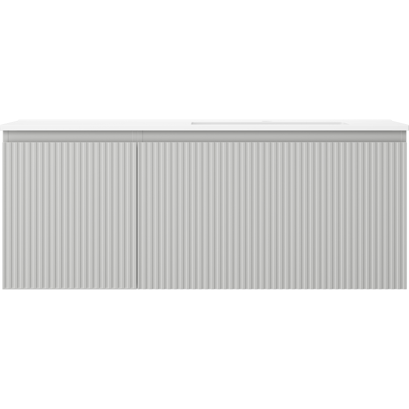 Mexen Rivel vonios kambario spintelė 120 cm su dešine Otis kriaukle, 1S, 1D, rifliuotas, pilkas matinis/baltas matinis