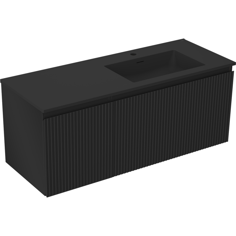 Mexen Rivel vonios spintelė 120 cm su praustuvu Otis dešinė, 1S, 1D, flutinė, juoda matinė - 91A23-12047-3-BBFF71-W18P71