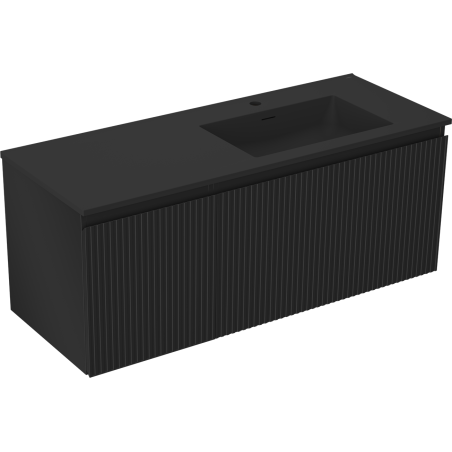 Mexen Rivel vonios spintelė 120 cm su praustuvu Otis dešinė, 1S, 1D, flutinė, juoda matinė - 91A23-12047-3-BBFF71-W18P71