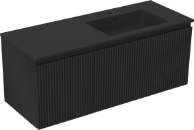 Mexen Rivel vonios spintelė 120 cm su praustuvu Otis dešinė, 1S, 1D, flutinė, juoda matinė - 91A23-12047-3-BBFF71-W18P71