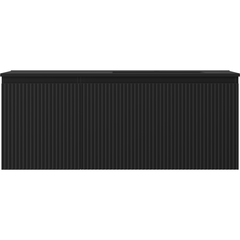 Mexen Rivel vonios spintelė 120 cm su praustuvu Otis dešinė, 1S, 1D, flutinė, juoda matinė - 91A23-12047-3-BBFF71-W18P71