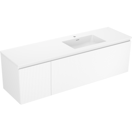 Mexen Rivel vonios spintelė 160 cm su praustuvu Otis dešinė, 1S, 1D, grioveli, balta matinė - 91A23-16047-3-BBFF01-W18P01