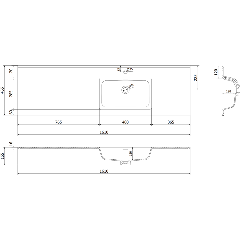Mexen Rivel vonios spintelė 160 cm su Otis praustuvu, dešinė, 1S, 1D, rifliuota, pilka matiniu/balta matiniu