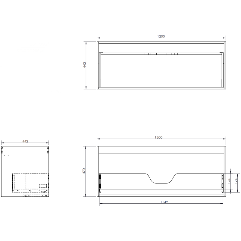 Mexen Rivel vonios spintelė 160 cm su Otis praustuvu, dešinė, 1S, 1D, rifliuota, pilka matiniu/balta matiniu