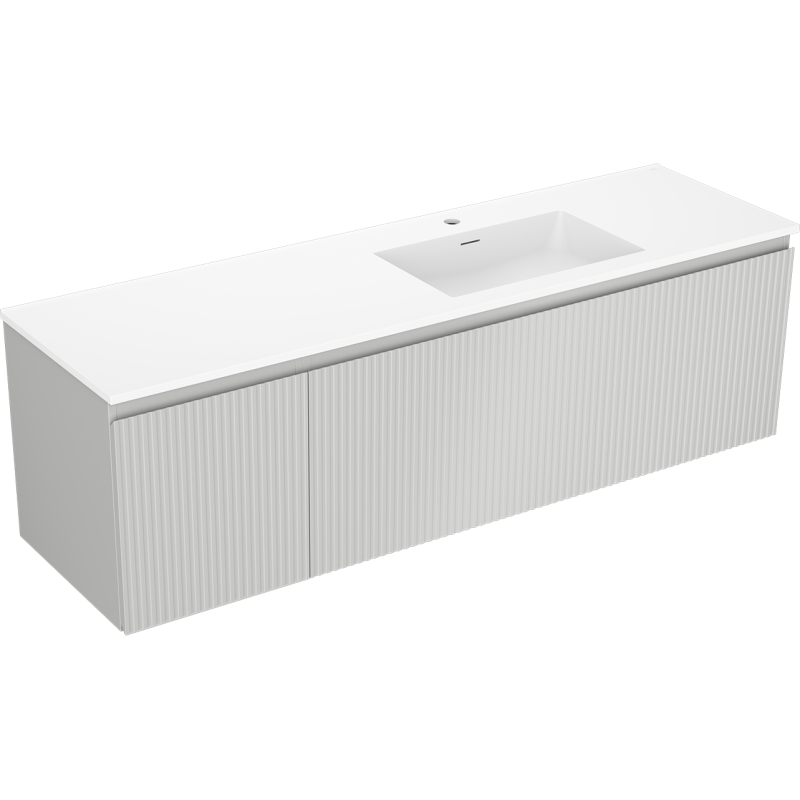 Mexen Rivel vonios spintelė 160 cm su Otis praustuvu, dešinė, 1S, 1D, rifliuota, pilka matiniu/balta matiniu