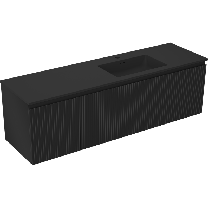 Mexen Rivel vonios spintelė 160 cm su dešine Otis praustuve, 1S, 1D, gofruota, juoda matė - 91A23-16047-3-BBFF71-W18P71