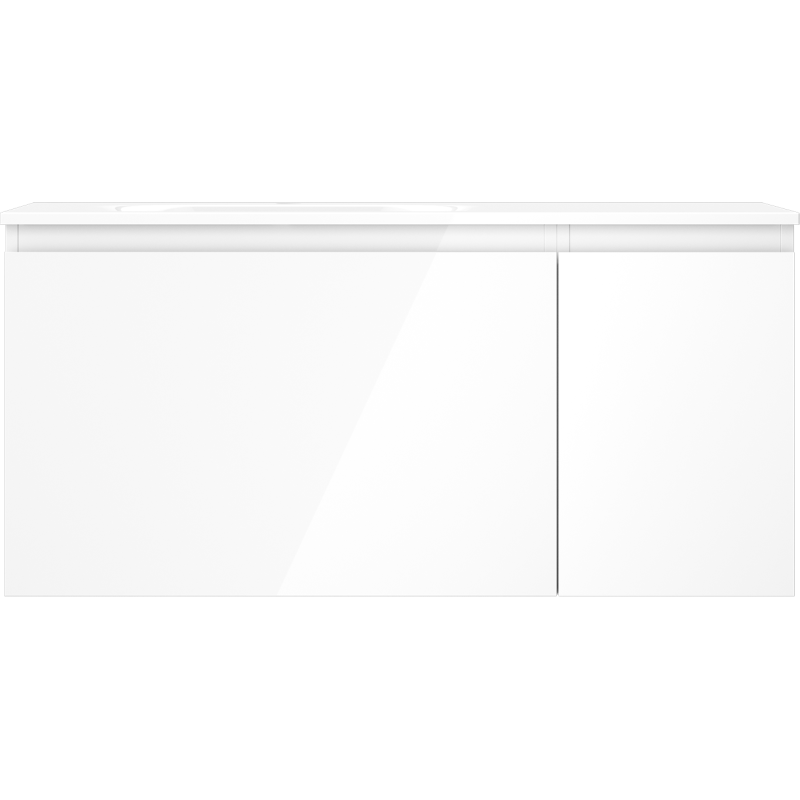 Mexen Orio vonios kambario spintelė 100 cm su Vela kairiniu praustuvu, 1S, 1D, blizganti balta - 91A13-10047-3-BBFF00-W23L00