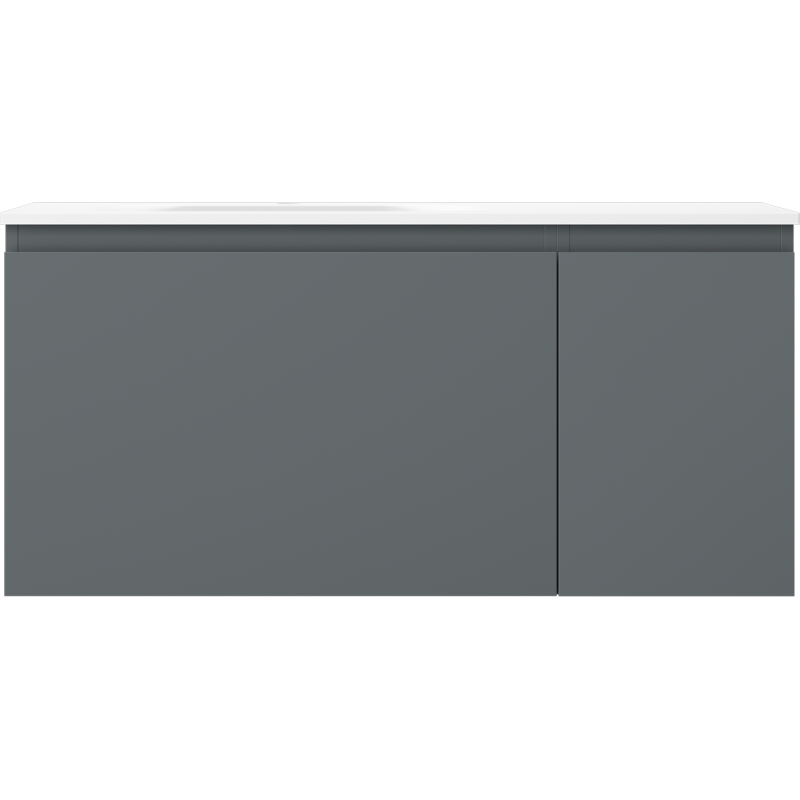 Mexen Orio vonios spintelė Vela su kriaukle 100 cm, kairinė, 1S, 1D, matinė grafito/balta - 91A13-10047-3-BBFF66-W23L01