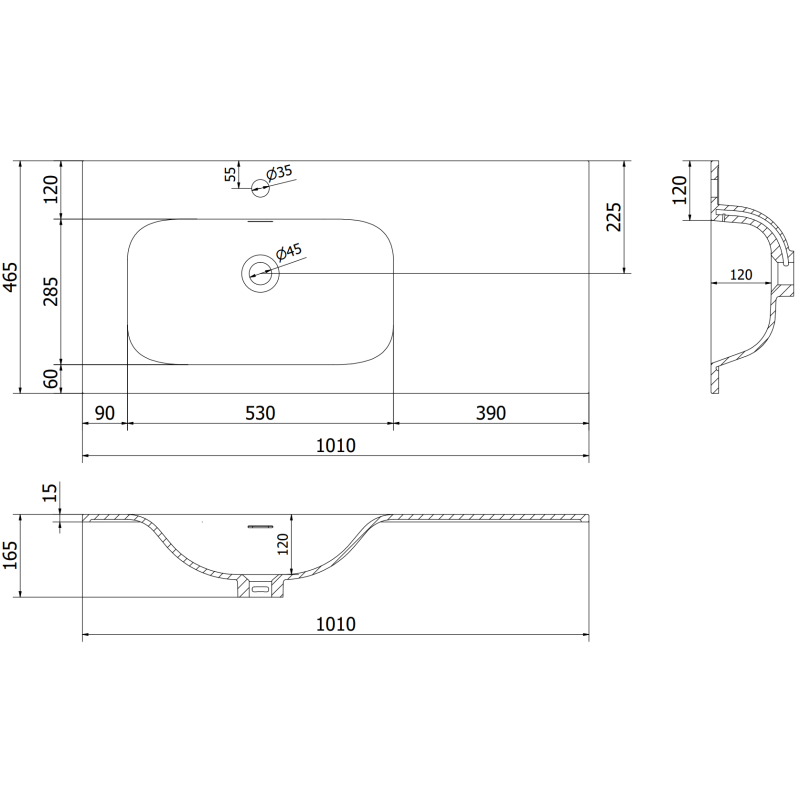 Mexen Orio vonios spintelė 100 cm su Vela kriaukle kairėje, 1S, 1D, blizgi juoda/matinė juoda - 91A13-10047-3-BBFF70-W23L71