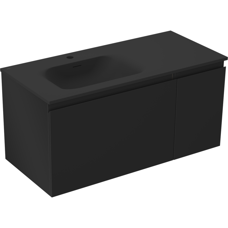 Mexen Orio vonios spintelė 100 cm su kriaukle Vela kairė, 1S, 1D, juoda matinė - 91A13-10047-3-BBFF71-W23L71