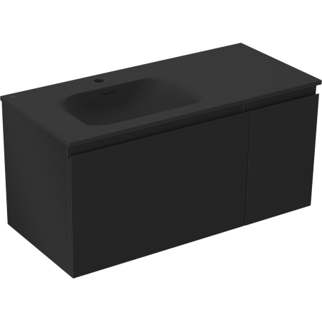 Mexen Orio vonios spintelė 100 cm su kriaukle Vela kairė, 1S, 1D, juoda matinė - 91A13-10047-3-BBFF71-W23L71