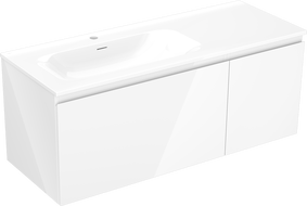 Mexen Orio vonios spintelė 120 cm su Vela kairiuoju kriaukle, 1S, 1D, balta blizgi - 91A13-12047-3-BBFF00-W23L00