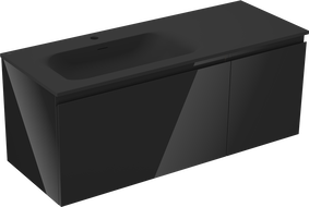 Mexen Orio vonios spintelė 120 cm su kriaukle Vela kairė, 1S, 1D, juoda blizga/juoda matinė - 91A13-12047-3-BBFF70-W23L71