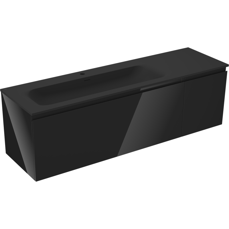 Mexen Orio vonios spintelė 160 cm su Vela kairine kriaukle, 1S, 1D, juoda blizgi/juoda matinė - 91A13-16047-3-BBFF70-W23L71