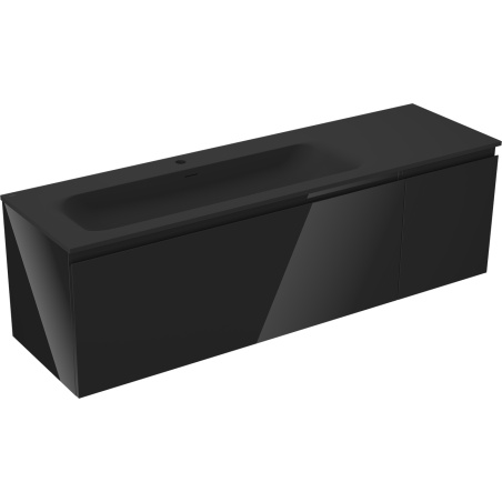 Mexen Orio vonios spintelė 160 cm su Vela kairine kriaukle, 1S, 1D, juoda blizgi/juoda matinė - 91A13-16047-3-BBFF70-W23L71