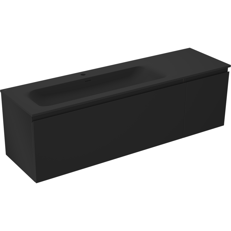 Mexen Orio vonios kambario spintelė 160 cm su Vela kairiuoju kriaukle, 1S, 1D, juoda matinė - 91A13-16047-3-BBFF71-W23L71