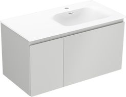 Mexen Orio vonios spintelė 90 cm su dešine Vela kriaukle, 1S, 1D, pilka matinė/balta matinė - 91A13-09047-3-BBFF62-W23P01