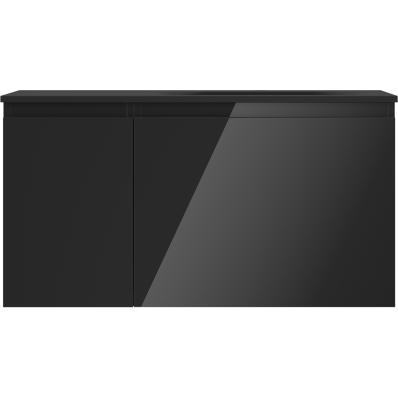 Mexen Orio vonios spintelė 90 cm su kriaukle Vela dešinė, 1S, 1D, juodas blizgesys/juodas matas - 91A13-09047-3-BBFF70-W23P71