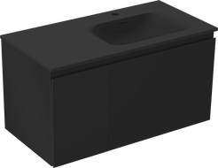 Mexen Orio vonios kambario spintelė 90 cm su dešiniąja Vela kriaukle, 1S, 1D, juoda matinė - 91A13-09047-3-BBFF71-W23P71