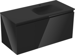 Mexen Orio vonios spintelė 100 cm su Vela kriaukle dešinine, 1S, 1D, juoda blizgi/juoda matinė - 91A13-10047-3-BBFF70-W23P71