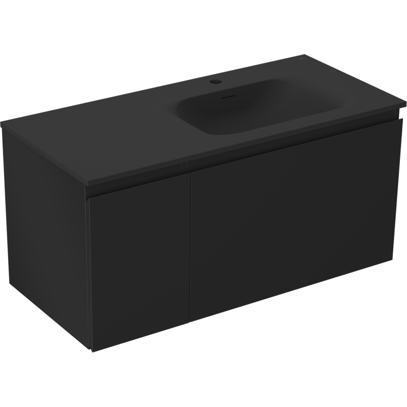 Mexen Orio vonios spintelė 100 cm su Vela praustuvu dešinėje, 1S, 1D, juoda matinė - 91A13-10047-3-BBFF71-W23P71