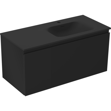 Mexen Orio vonios spintelė 100 cm su Vela praustuvu dešinėje, 1S, 1D, juoda matinė - 91A13-10047-3-BBFF71-W23P71