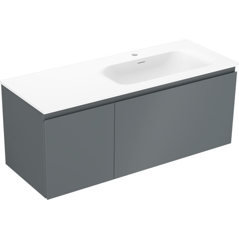 Mexen Orio vonios spintelė 120 cm su kriaukle Vela dešinė, 1S, 1D, grafito matinė/balta matinė - 91A13-12047-3-BBFF66-W23P01