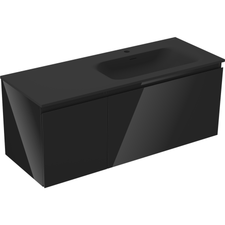 Mexen Orio 120 cm vonios spintelė su Vela kriaukle dešinėje, 1S, 1D, juoda blizgi/juoda matinė - 91A13-12047-3-BBFF70-W23P71